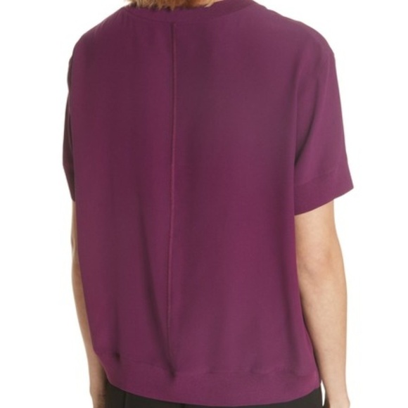 Vince Silk Rib Trim Blouse size L - Picture 2 of 8